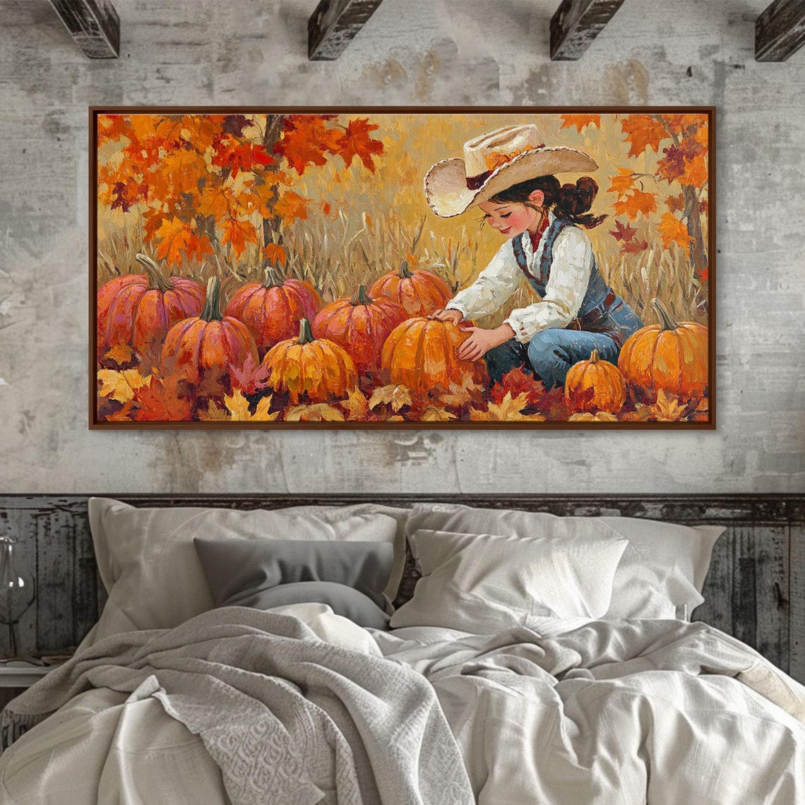 Cowgirl In A Pumpkin Patch Cute Rustic Decor Framed Print Fall Centerpiece Decor Nursery Decor Girl Gift Idea - Image 3