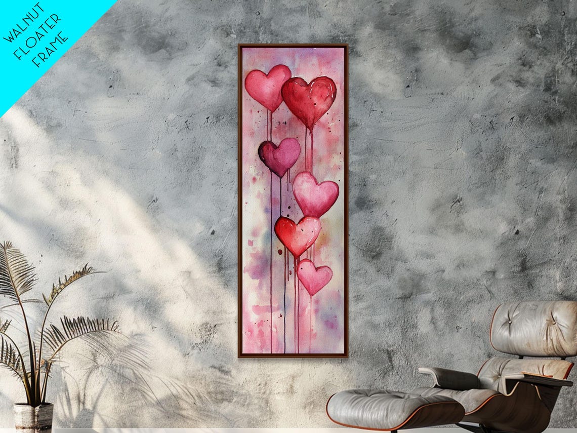 Dripping Heart Balloons Pink Watercolor Romantic Valentine Wall Art - Image 6