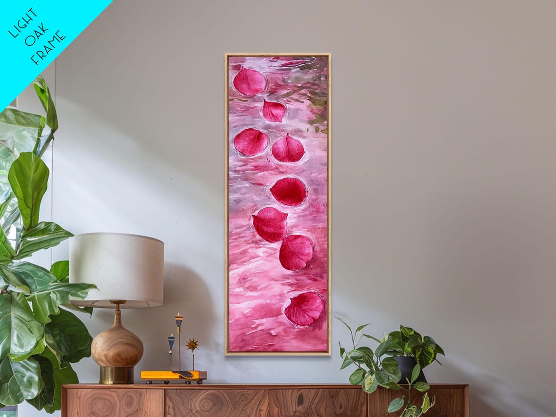 Floating Rose Petals Pink Water Romantic Botanical Art Poster - Image 3