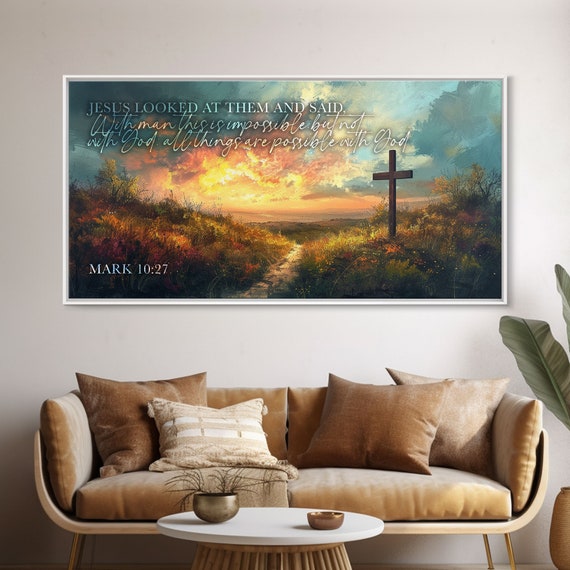Mark 10:27 Bible Verse, Christian Decor