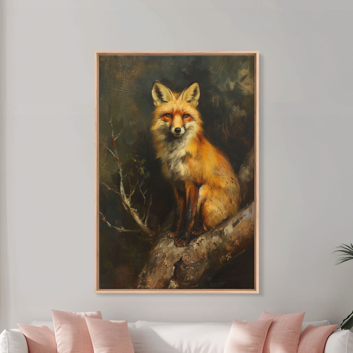 Fox Art Print, Moody Dark Cottagecore Wall Art
