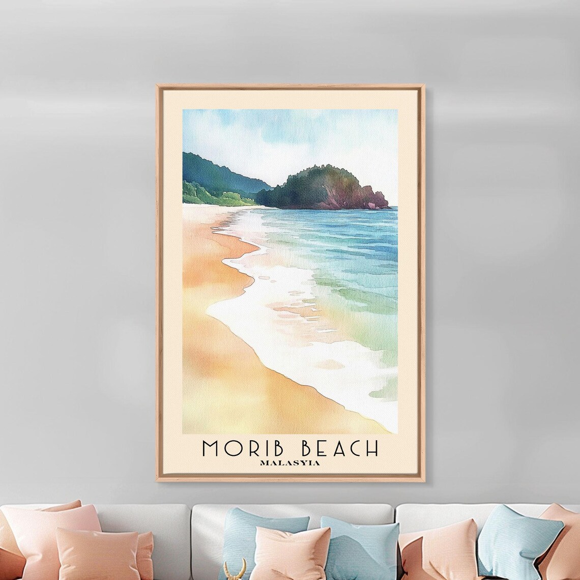 Morib Beach Malaysia Golden Sand Shoreline Forest Headland Travel Poster - Image 3
