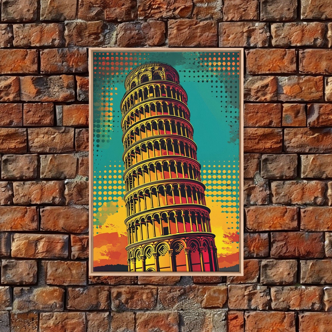 Colorful Pop Art Print Of The Leaning Tower Of Pisa Framed And Printed Art Italy Pop Art Travel Poster Retro Inspired Italy Art - Image 3
