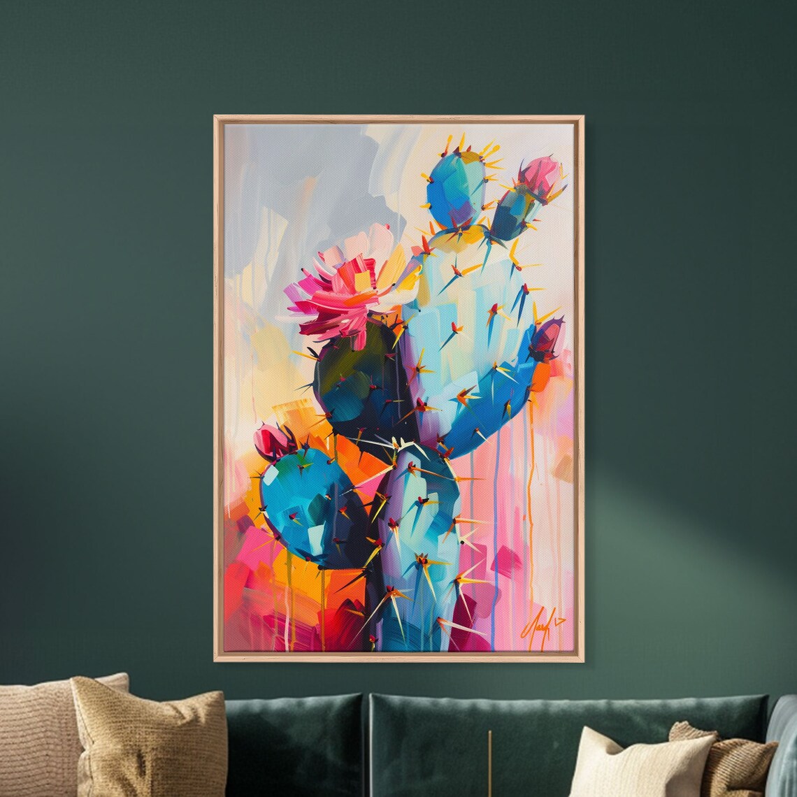 Flowering Cactus Modern Desert Plant Art Print - Image 2