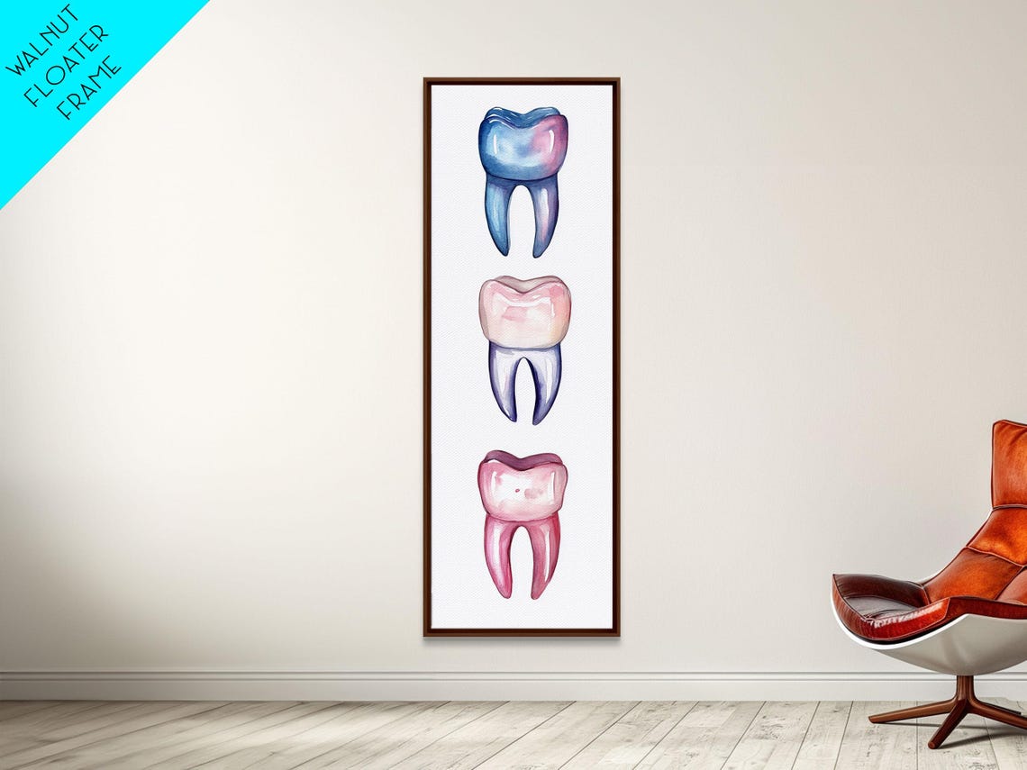 Whimsical Rainbow Teeth Print Dentist Office Vertical Wall Art Vibrant Dental Art Print For Gift Ideas
