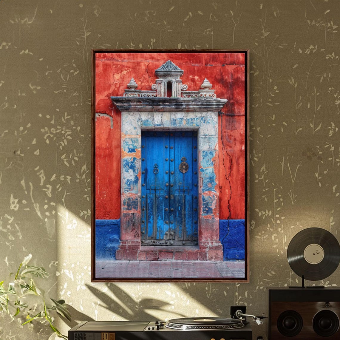 Rustic Mexican Blue Door Red Adobe Wall Vintage Hacienda Travel Poster - Image 5