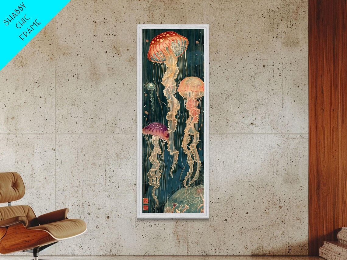 Jellyfish Japanese Style Woodblock Wall Art Print - Image 3