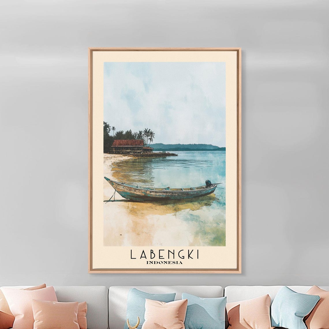 Labengki Indonesia Wooden Fishing Boat Calm Bay Island View Poster - Image 3
