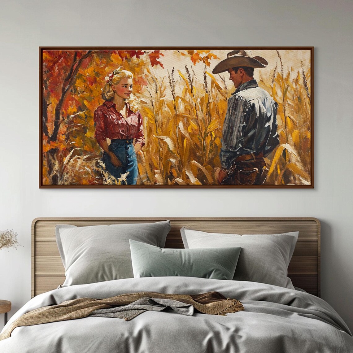 Cowboy Cowgirl Meeting In A Golden Autumn Cornfield Romance Poster - Image 2