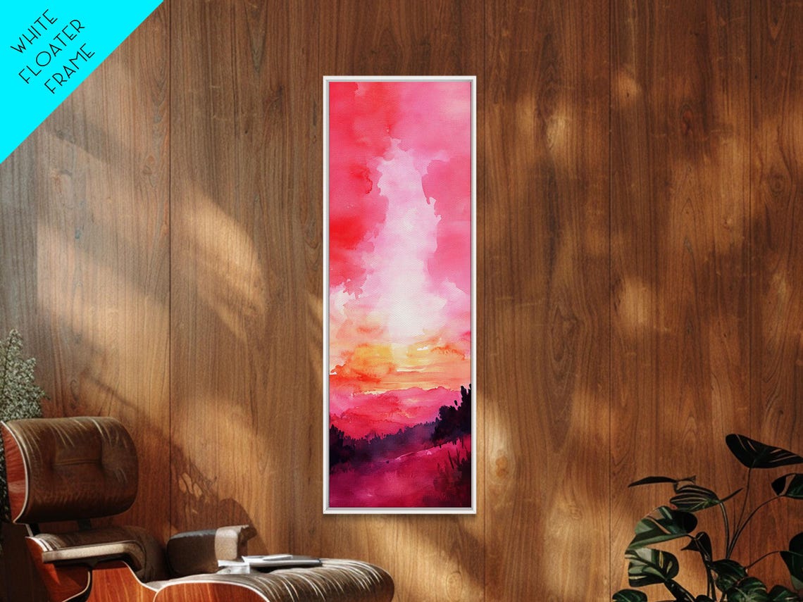 Pink Orange Sunset Gradient Abstract Watercolor Sky Wall Art