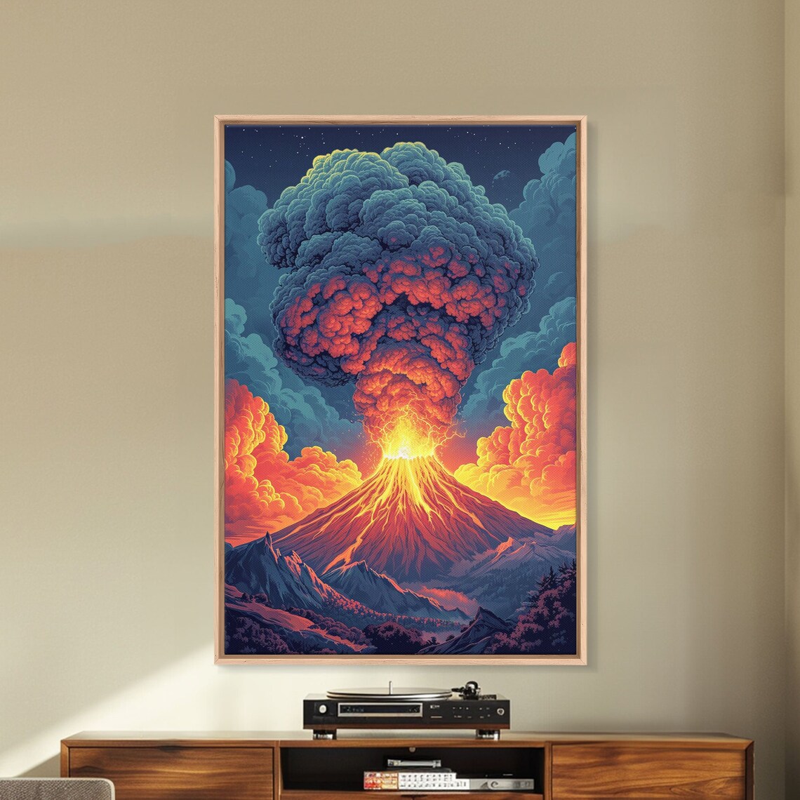 Colorful Volcanic Eruption Printed On Printed Wall Art With Volcano Landscape Vibrant Cloud Wall Art Modern Landscape Art - Image 2
