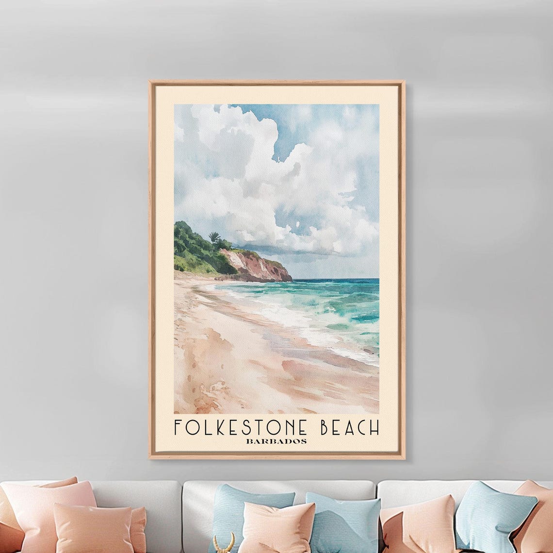 Folkestone Beach Barbados Sandy Shore Turquoise Surf Cliffs Poster - Image 3