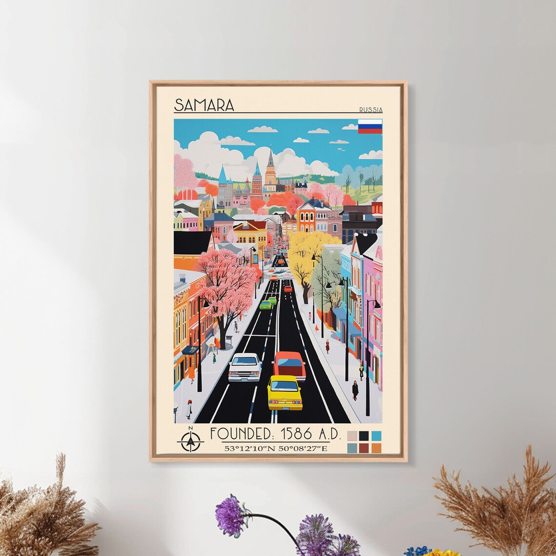 Samara Russia Old Town Colorful Street View Skyline Travel Poster - Image 5