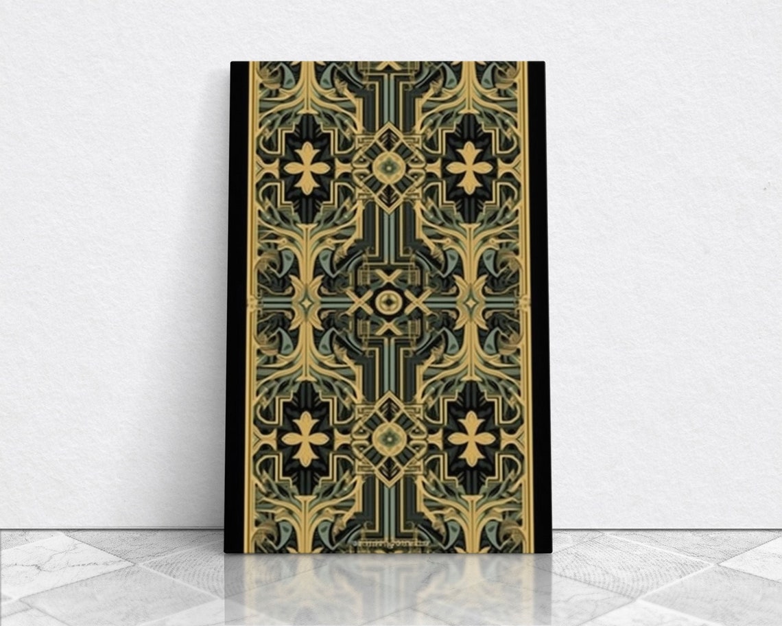 Art Deco Gold Green Ornamental Pattern Vintage 1920s Style Wall Poster
