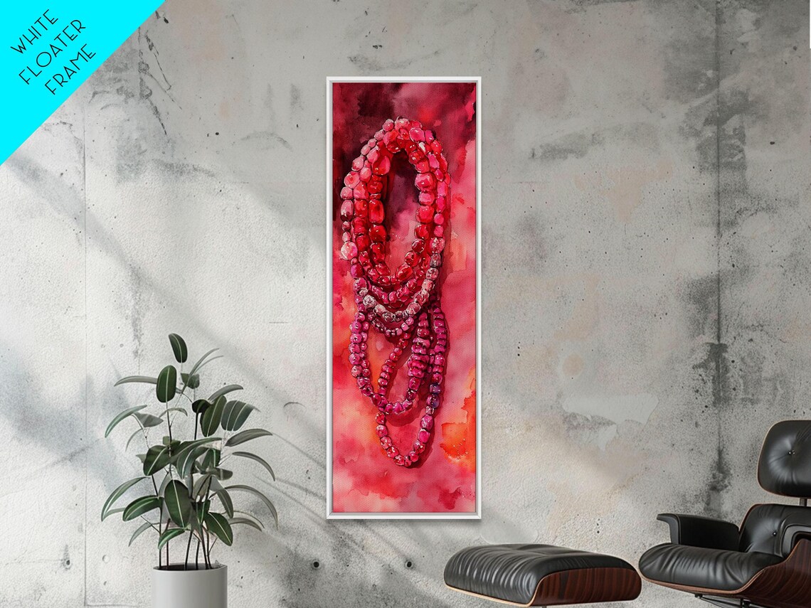 Pink Beaded Necklaces Cascade Gemstone Watercolor Jewelry Poster - Image 4