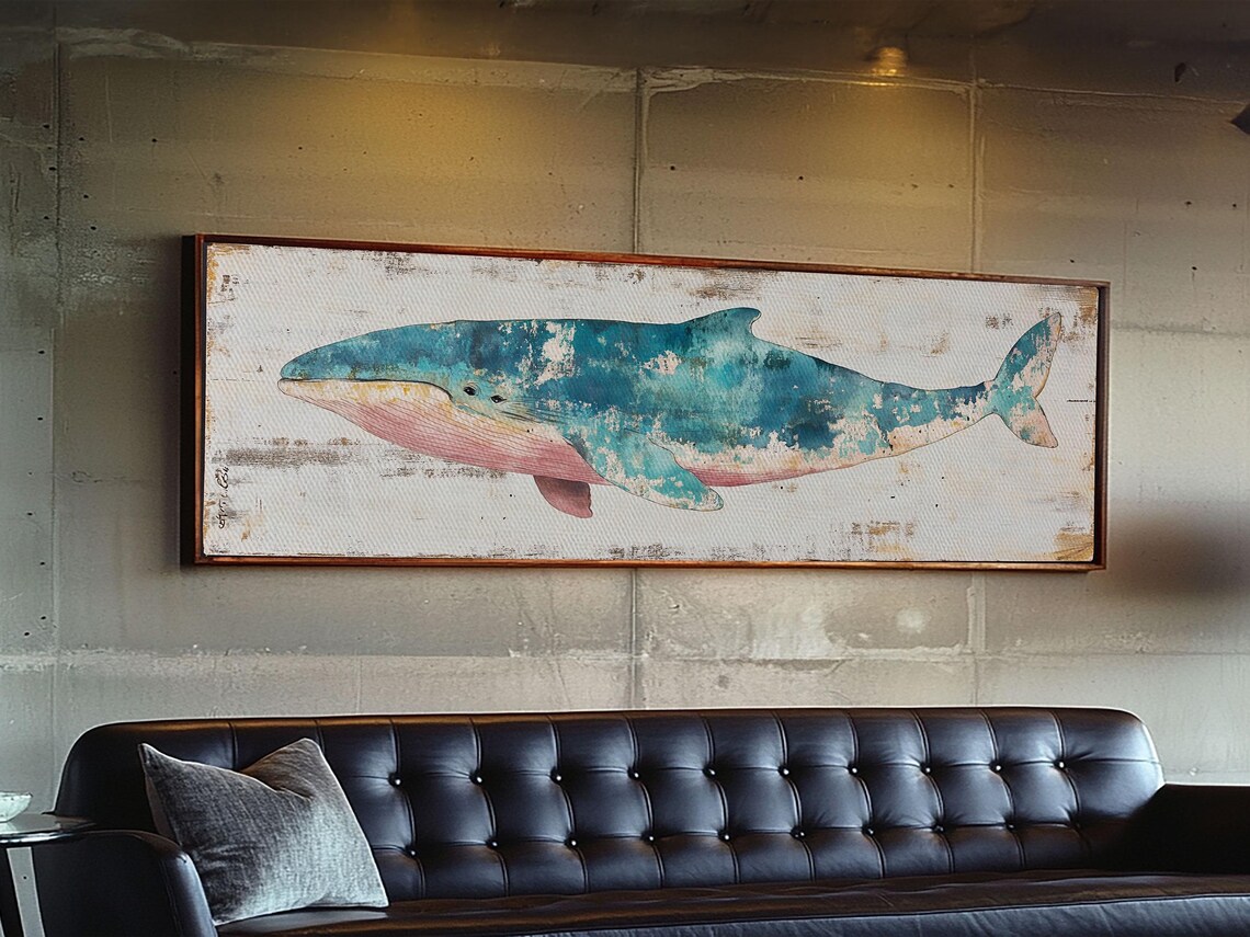 Humpback Whale Panoramic Wall Art Print Wood Framed Nautical Decor Ready To Hang Whale Art Whale Fine Art - Image 3