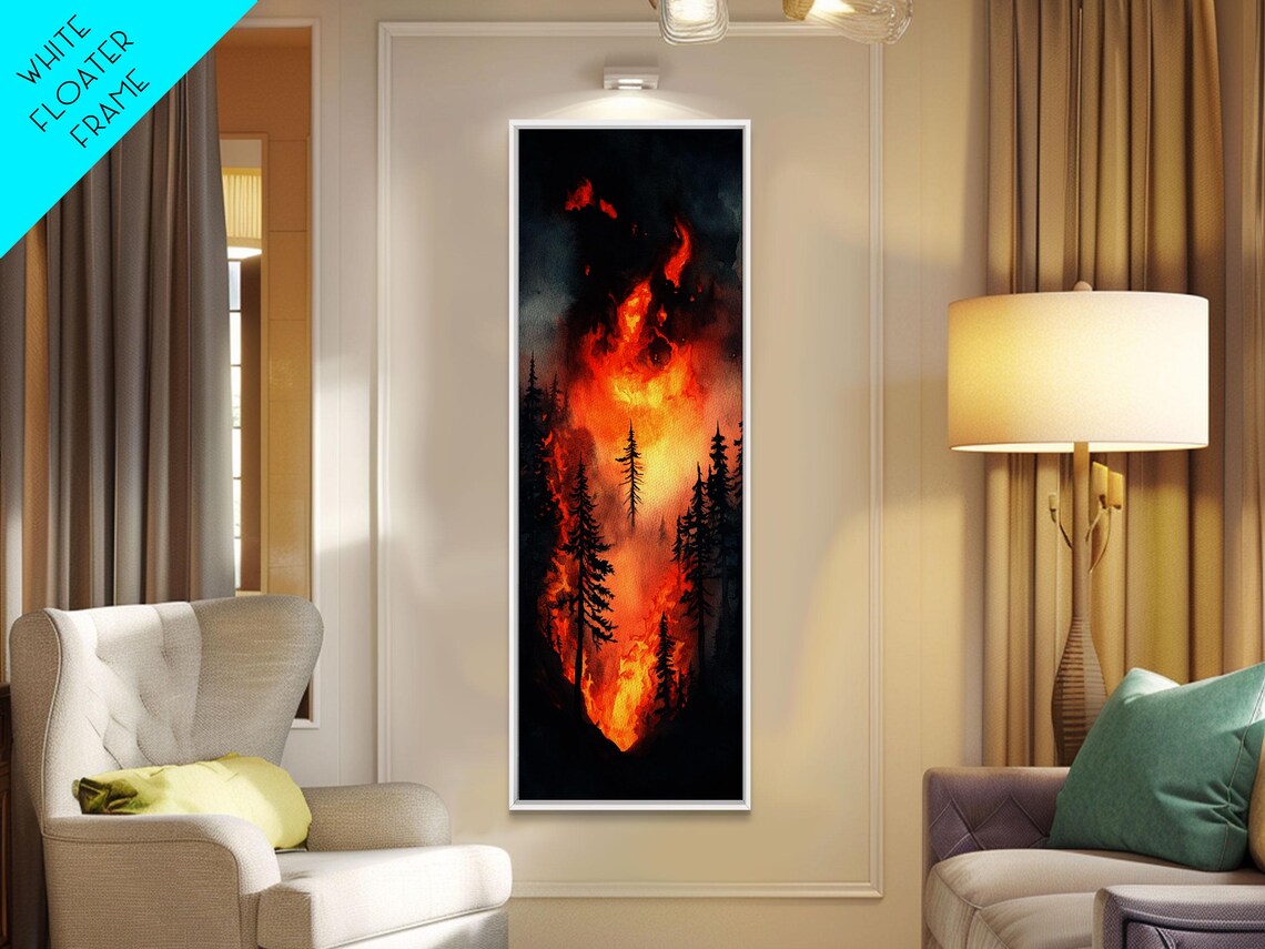 Intense Forest Fire Burning Pines Orange Flames Dramatic Scene Art Poster - Image 6