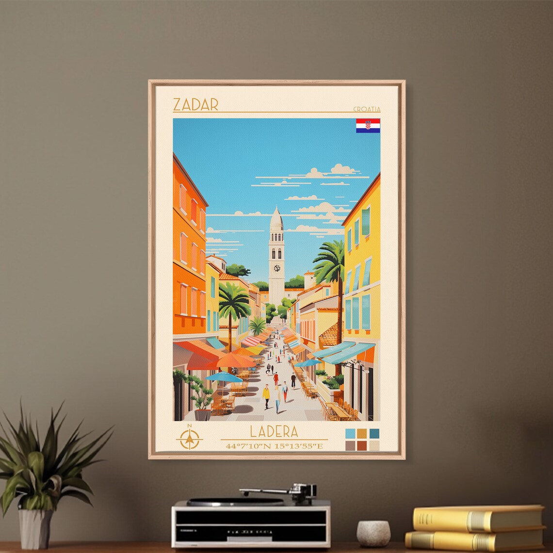 Zadar Croatia Bell Tower Old Town Cafe Street Scene Travel Poster - Image 4