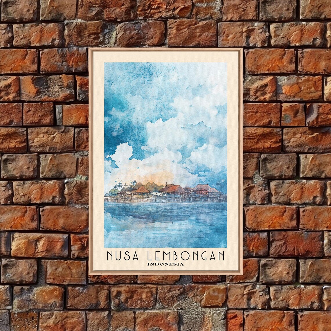 Nusa Lembongan Indonesia Waterfront Village Stilt Houses Calm Sea Travel Poster - Image 4