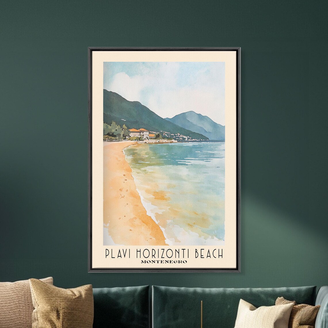 Plavi Horizonti Beach Montenegro Calm Bay Shore Mountain View Travel Poster - Image 5