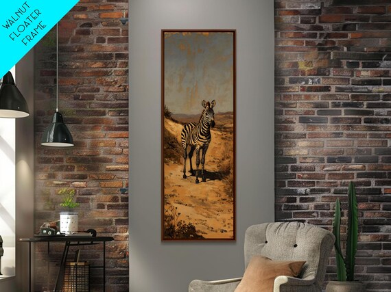 Zebra in Golden Savanna Grassland Painterly Wildlife Wall Art