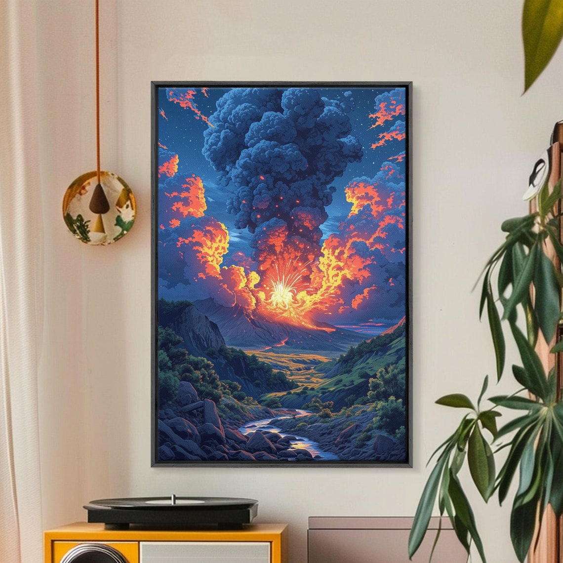 Volcano Eruption Night Sky Dramatic Ash Cloud Landscape Wall Poster - Image 3