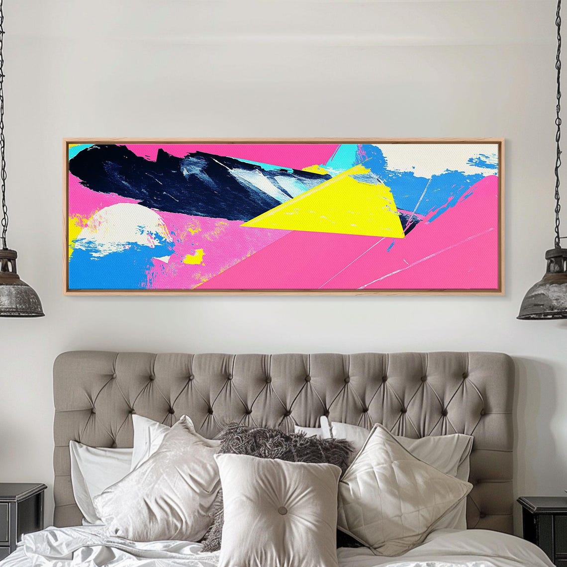 Retro 80s Vaporwave Abstract Neon Pink Yellow Bold Wall Art Print - Image 3