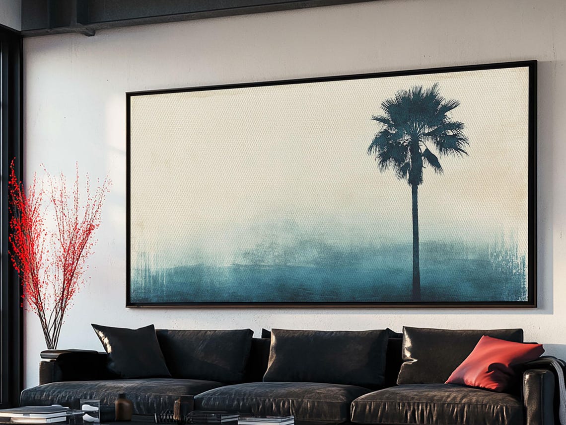 Abstract Palm Tree Nautical Oil Painting Print Ready To Hang - Image 6