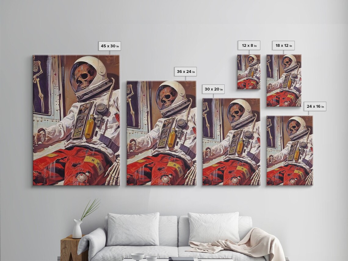 Skeleton In Astronaut Suit, Gothic Art Poster - Image 2