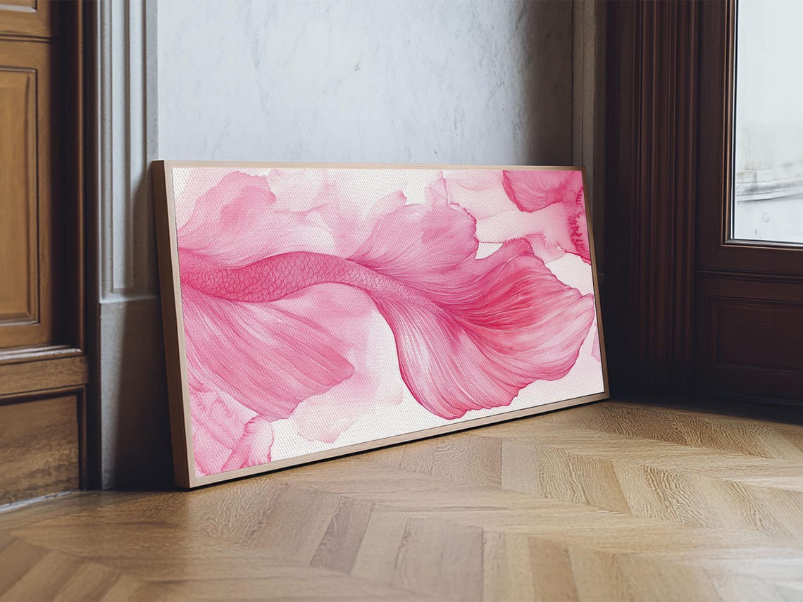 Pink Abstract Watercolor Petals Flowing Floral Fine Art Wall Poster - Image 2