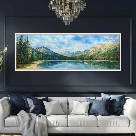 Serene Lake In The Valley Framed Print National Park Art Original Landscape Painting Print Wood Framed Minimalist Landscape Art