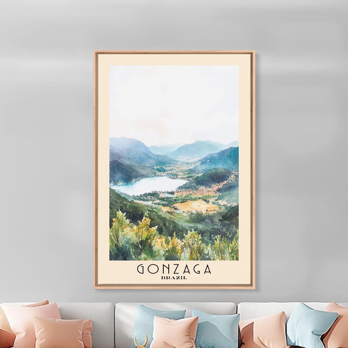 Gonzaga Brazil Mountain Lake Valley Green Hills Watercolor Poster - Image 3