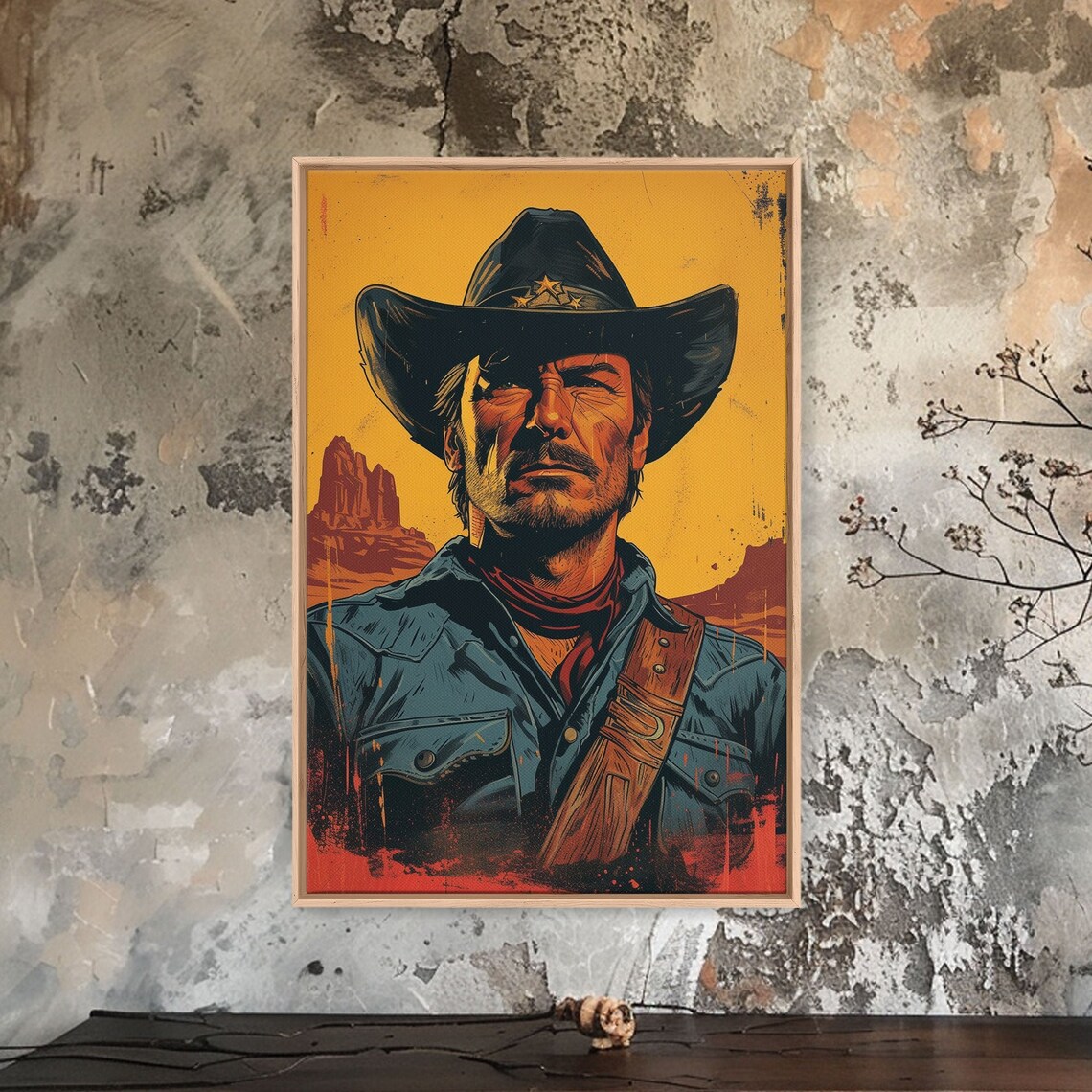Retro Cowboy Pop Art, Western Cowboy Art Print - Image 3