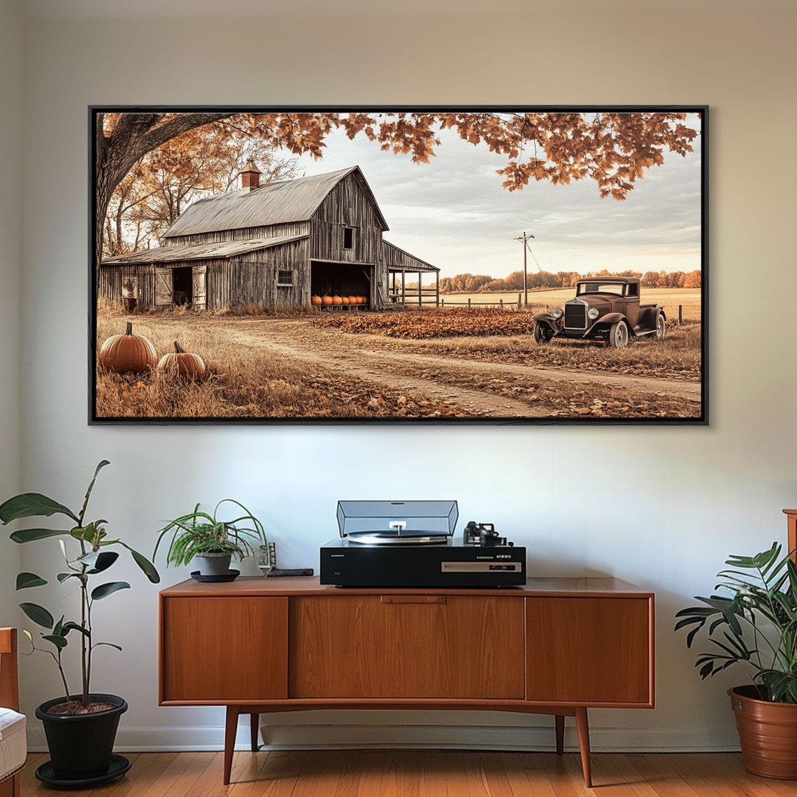 Weathered Barn Vintage Truck Pumpkins Rustic Autumn Farm Wall Art - Image 6