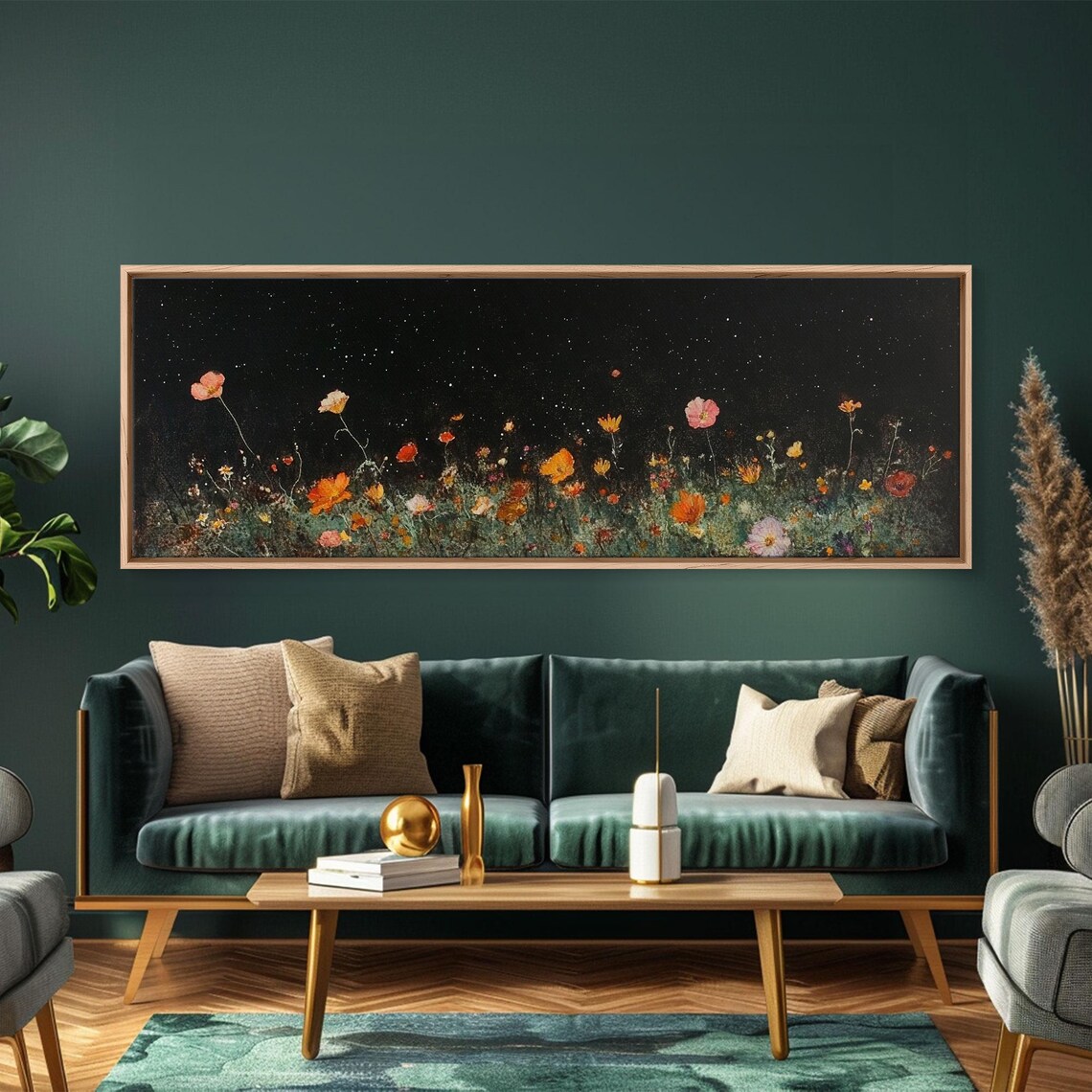 Wild Flowers Under Full Moon, Modern Farmhouse Art Print - Image 4