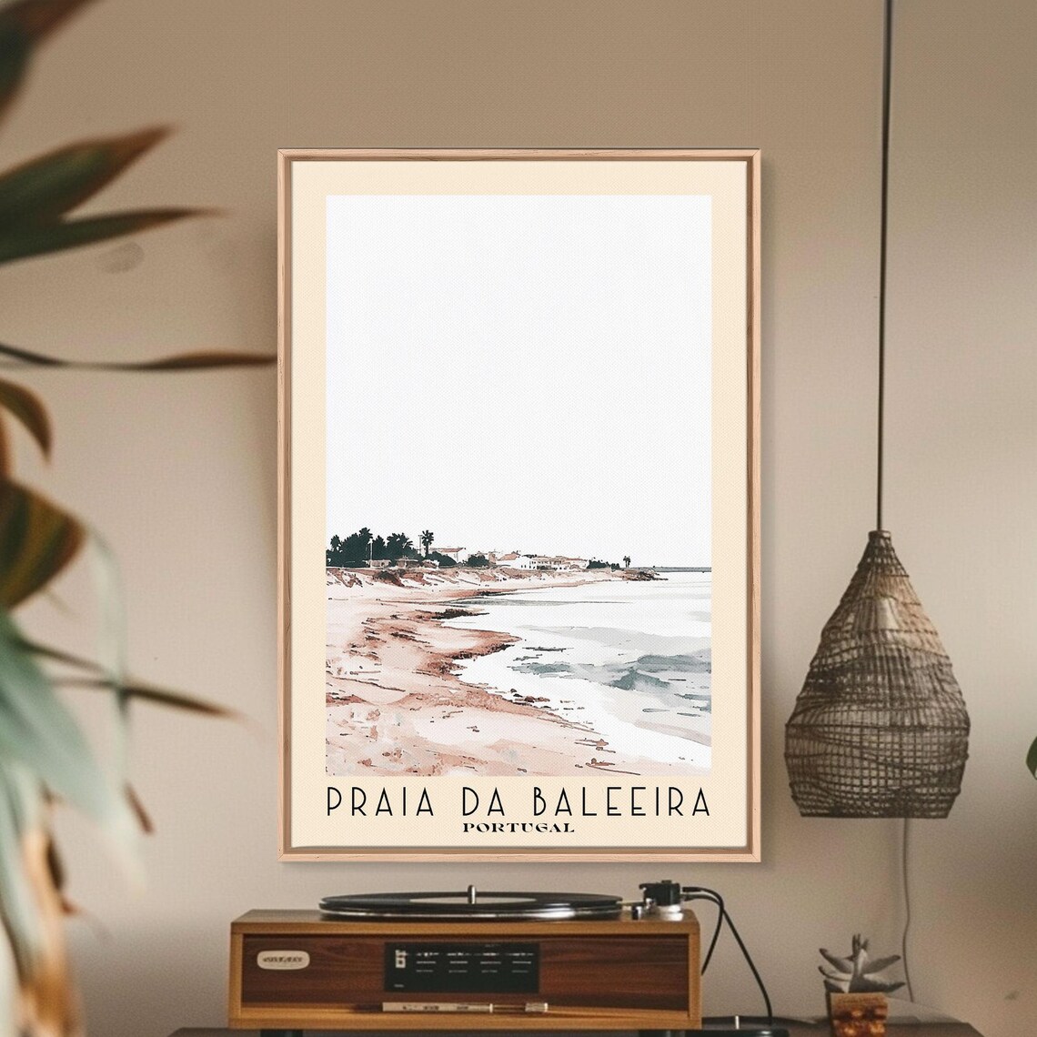 Praia da Baleeira Portugal Minimal Pale Shore Airy Watercolor Travel Poster - Image 2