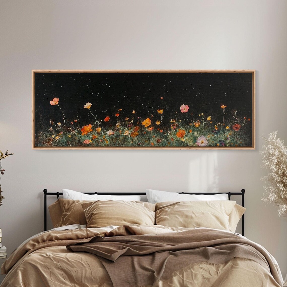Wild Flowers Under Full Moon, Modern Farmhouse Art Print - Image 2