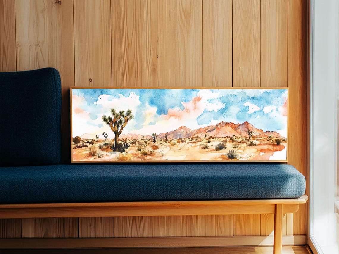 Desert Landscape Painting Print Pueblo Style Home Decor Southwestern Farmhouse Painting Of Joshua Tree California Minimalist Decor - Image 2