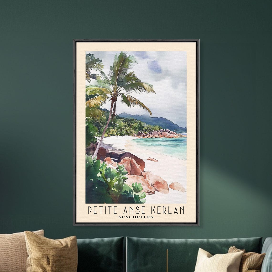 Petite Anse Kerlan Seychelles Leaning Palm Boulder Beach View Poster - Image 5