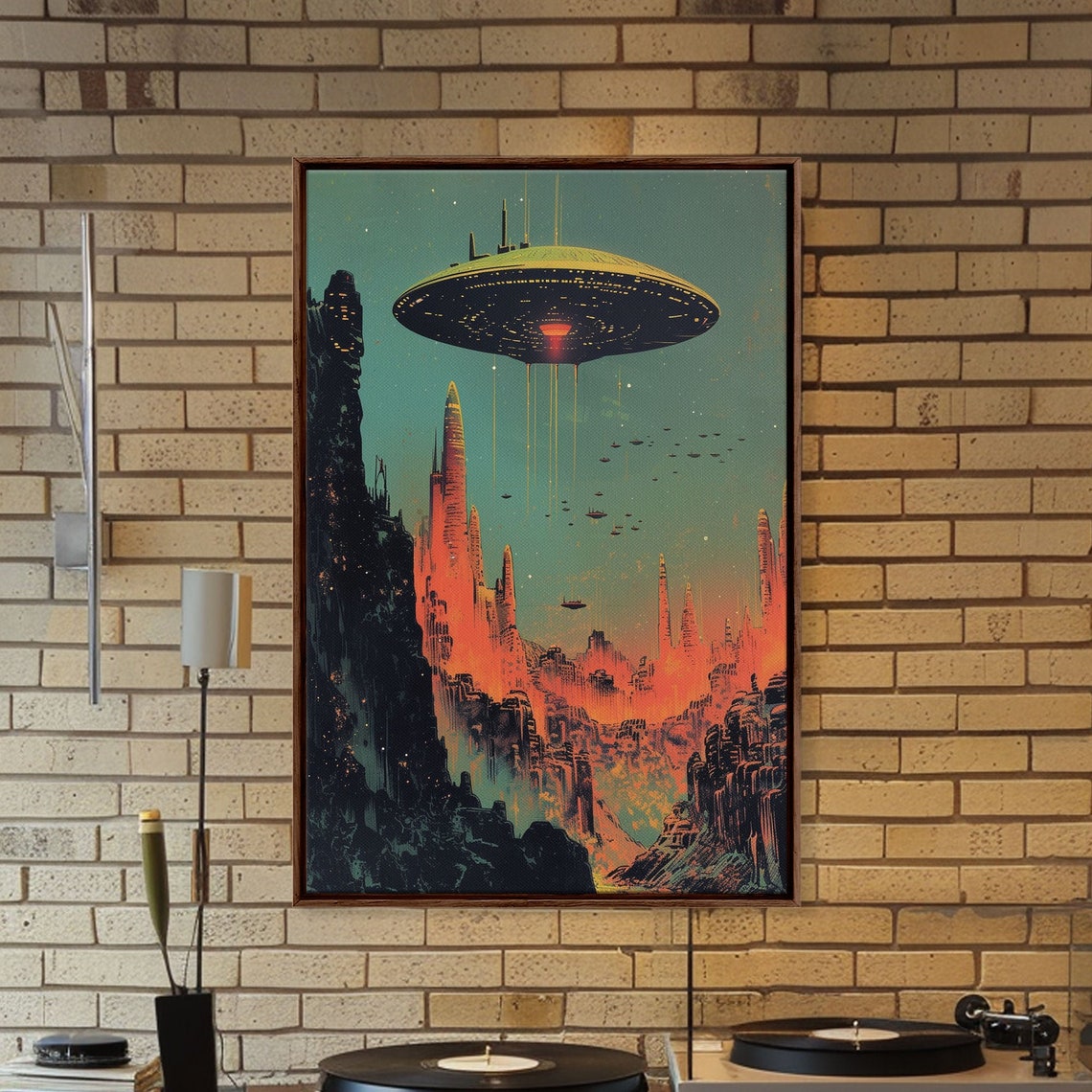 Futuristic Space Metropolis UFO Mothership Sci Fi City Poster - Image 4