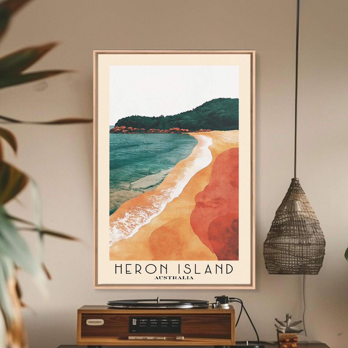 Heron Island Australia Watercolor Beach Art Print