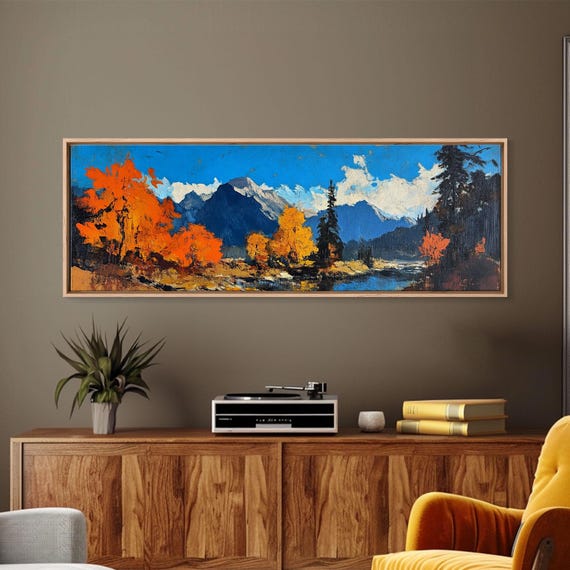 Fall Painting Still Life Fall Decor Vintage Farmhouse Decor Vintage Inspired Panoramic Painting Print Farmhouse Wall Art