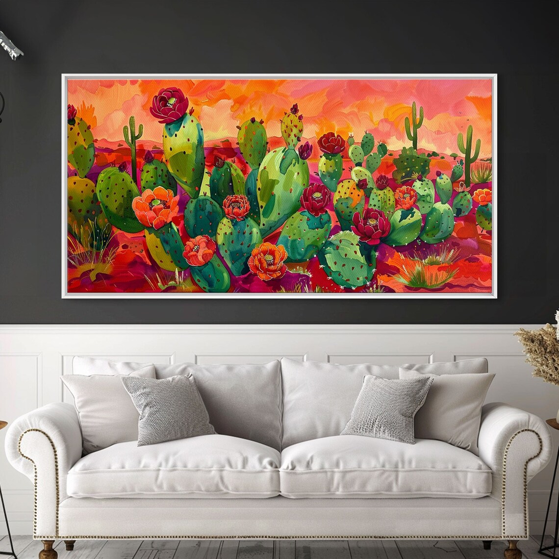 Desert Flowers and Cacti With Mountains, Boho Art Print - Image 5