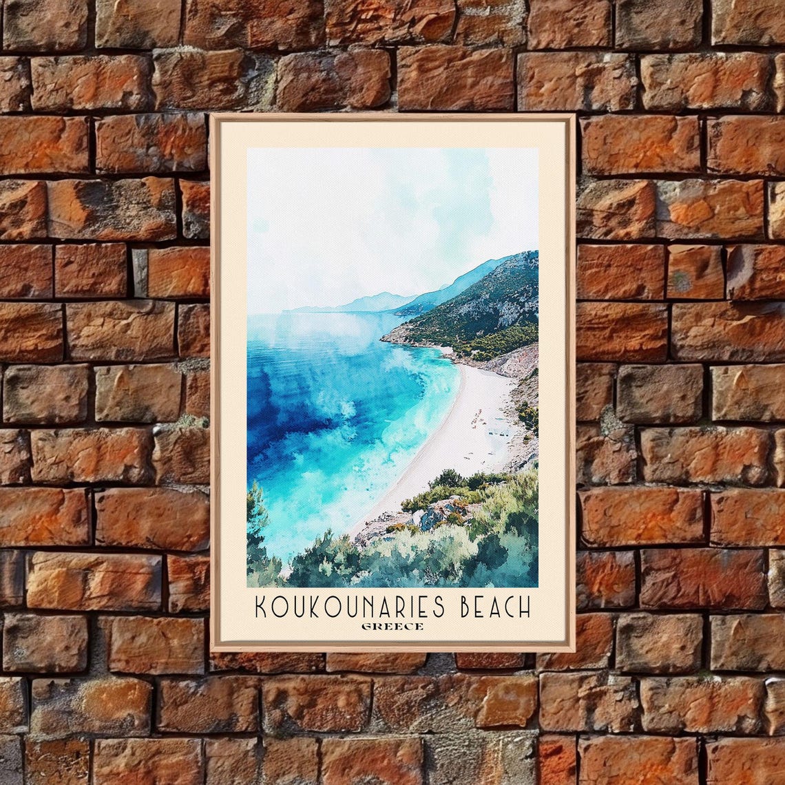 Koukounaries Beach Greece Turquoise Bay Aerial View Travel Poster Art - Image 5