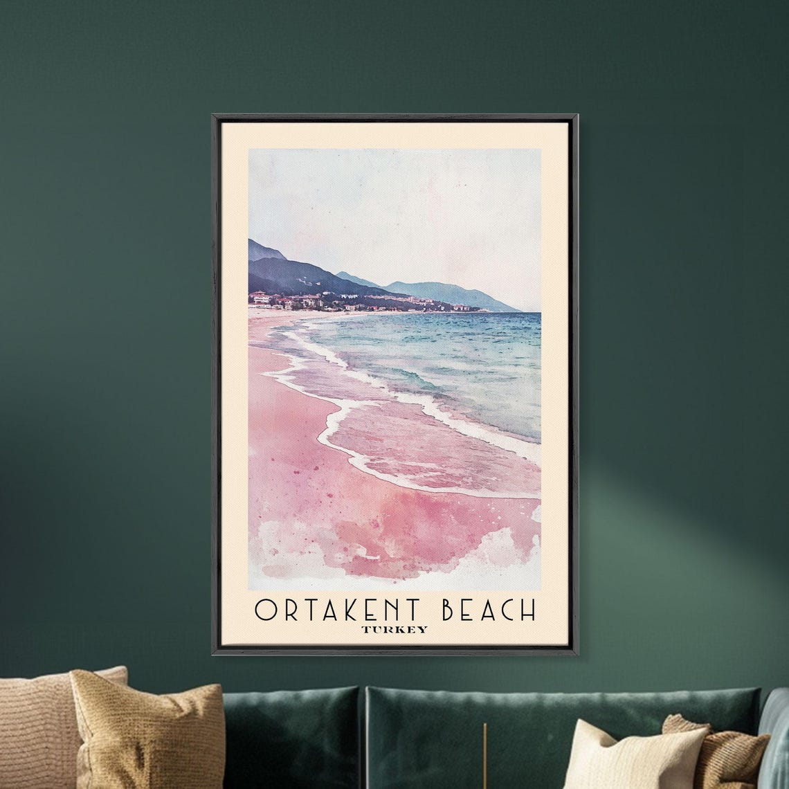 Ortakent Beach Turkey Pink Sand Surf Mountain Coastline Poster - Image 5