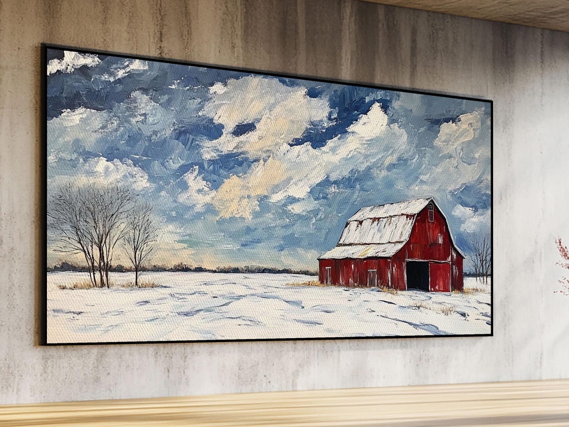 Rustic Barn Wall Art Panoramic Farmhouse Farmhouse Wall Decor Old Barn Painting Print Wood Background Rustic Wall Decor - Image 3