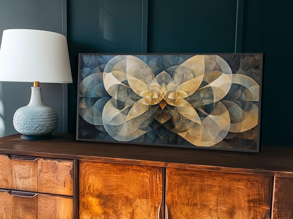 Symmetrical Abstract Framed Print Geometric Wall Art Wabi Sabi Decor Moody Minimalist Artwork Idea Bedroom Horizontal Design - Image 6