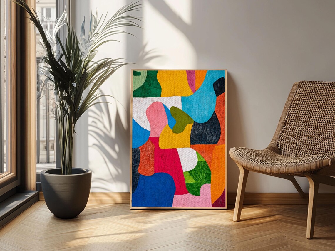 Colorful Geometric Organic Shapes Bold Modern Matisse Style Wall Art - Image 2