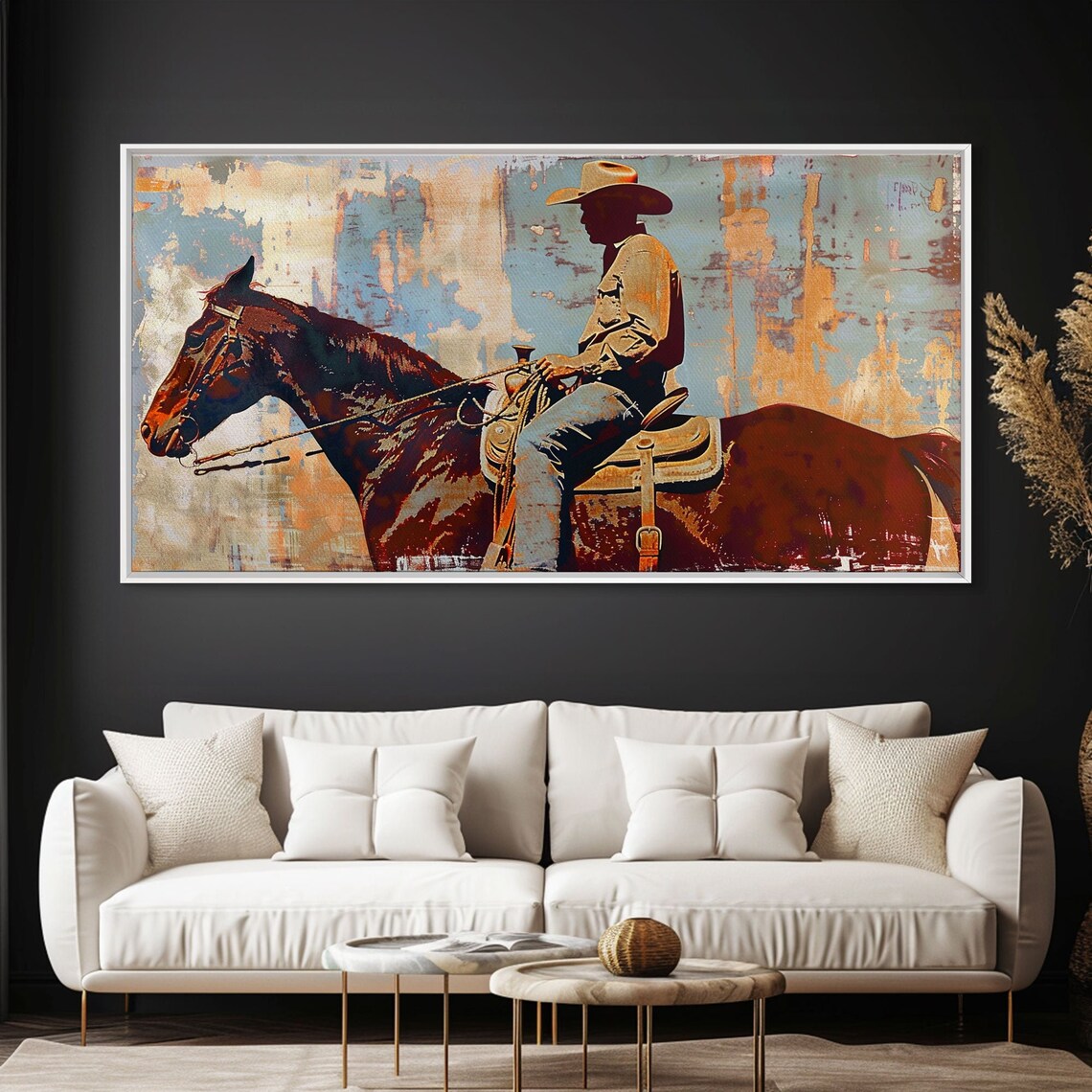 Cowboy On Horseback, Rustic Boho Wall Art Print - Image 5