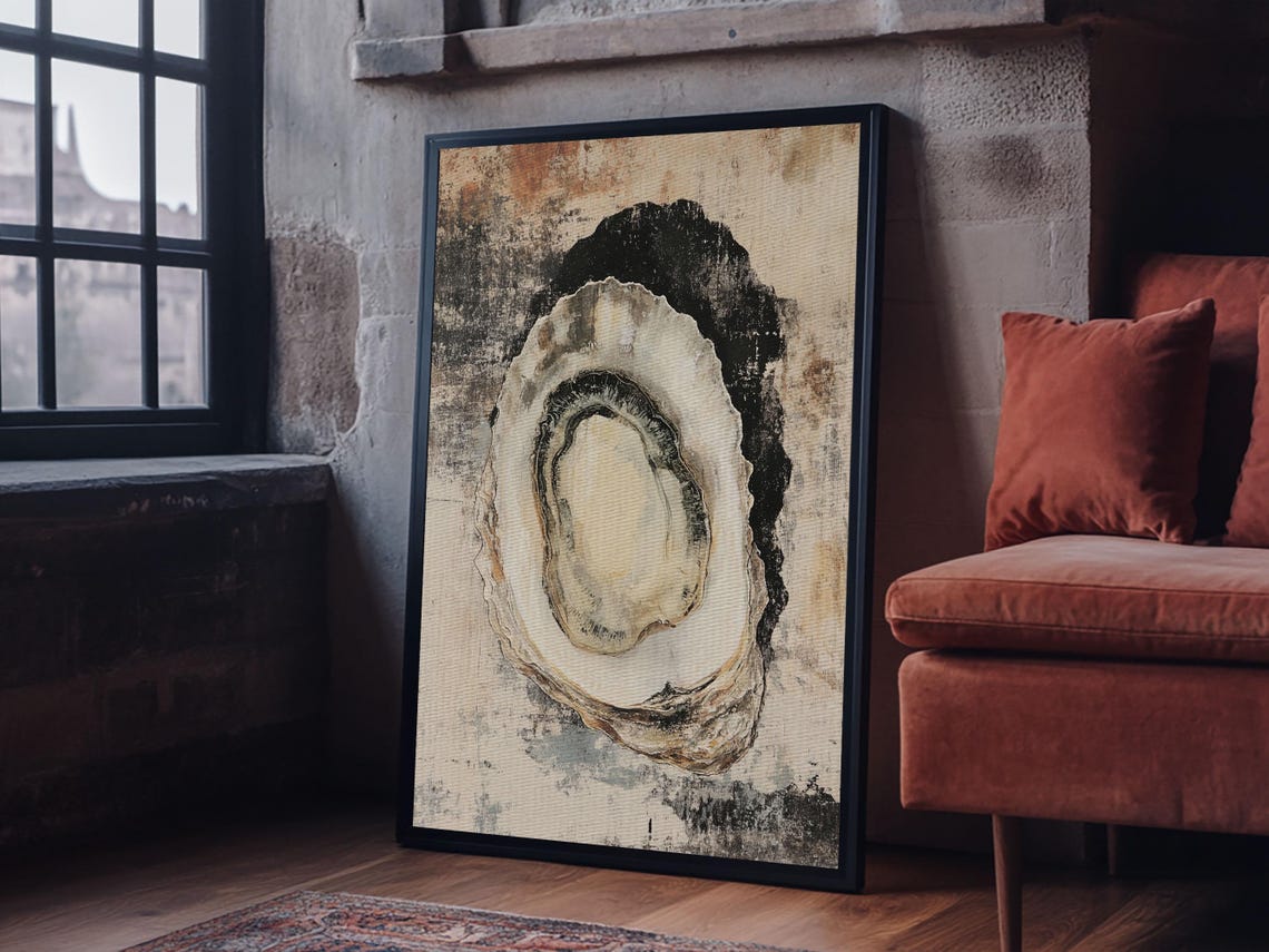 Oyster Shell Watercolor Coastal Minimalist Neutral Kitchen Wall Poster - Image 5